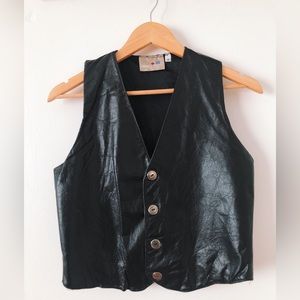 Vintage 80s 90s Leather Vest / Leather Button Up Top